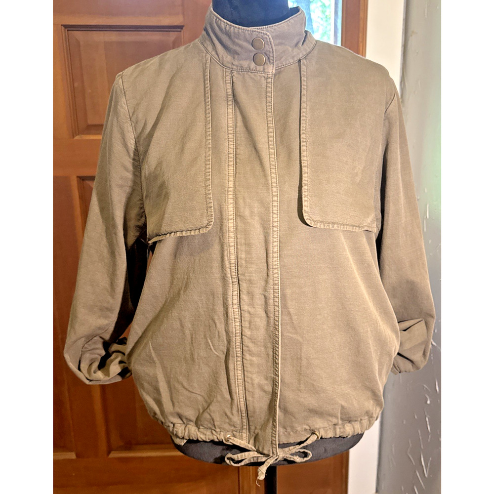 Caslon Army Green Jacket Zip Up Side Pockets Small